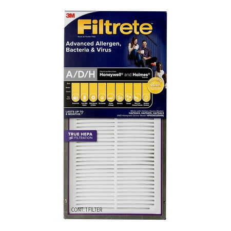 Filtrete Advanced Allergen, Bacteria & Virus True HEPA Room Air Purifier Filter, Replaces size A/D/H sizes