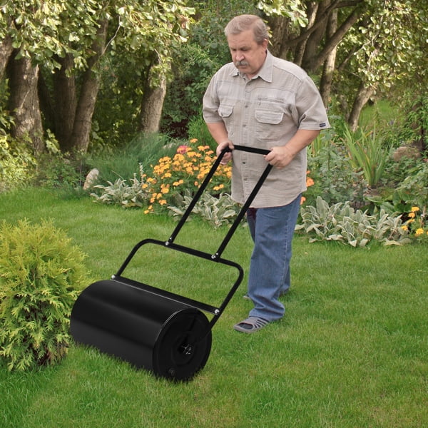 19.5in Lawn Roller Iron Cylindrical Black