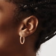 thumbnail image 3 of Primal Gold 14 Karat Rose Gold Lightweight Satin Diamond-cut Hoop Earrings, 3 of 4