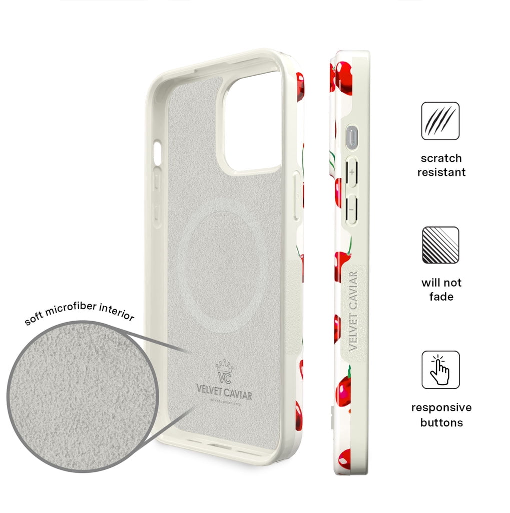 Velvet Caviar iPhone 15 Case Cherry - MagSafe Compatible - Cute Protective Phone Cases for Women