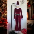 thumbnail image 5 of Christmas Elf Outfits Set Party Clothes Ladies Red Long Sleeve Jumpsuits RD2 XL, 5 of 5