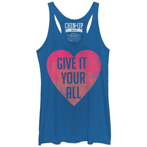 Women's CHIN UP Give it Your All Racerback Tank Top Royal Blue Heather Small