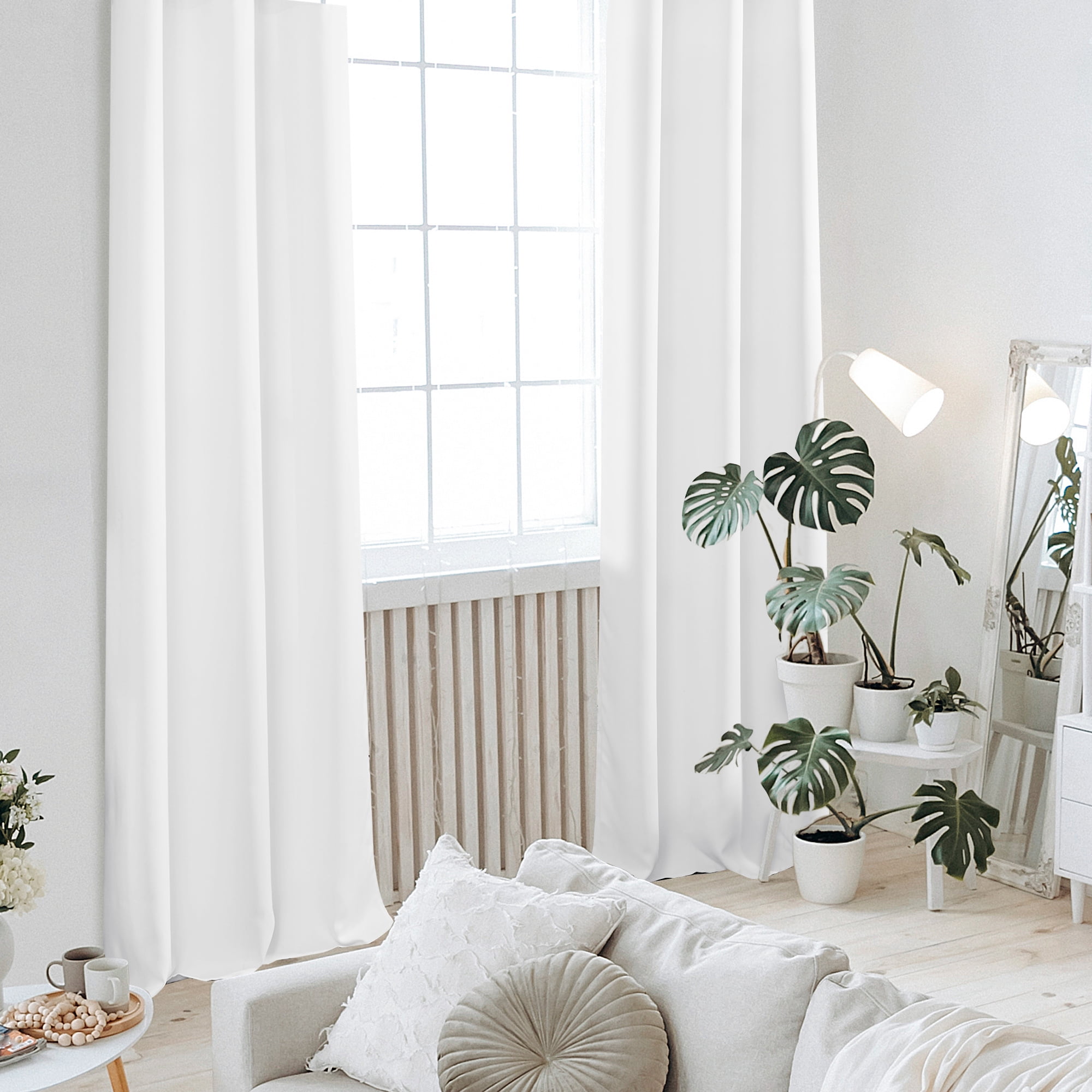 ZOPZO Blackout Curtains for Small Windows, Pure White, 42W x 95L Inch, Sun Light Reducing Curtain Drapes for Home Office, 2 Panels