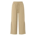 thumbnail image 6 of WIZUTIZ Women's High Waist Wide Leg Yoga Pants Split Hem Drawstring Side Pockets Full Length Casual Trousers Soft Stretchy Moisture-Wicking, 6 of 6
