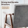 thumbnail image 6 of Leumius Mid-Century Accent Chair,Modern Tech Cloth Armchair for Living Room,Comfy Upholstered Reading Chair Arm Chair with Solid Wood Frame and Extra-Thick Backrest for Bedroom,Gray, 6 of 8
