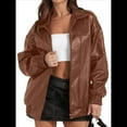 thumbnail image 1 of Chaqueta de Sintético para Mujer, Abrigos de Motociclista Extragrandes, Moda Otoño 2025, Ropa de Invierno Camello XXL, 1 of 7