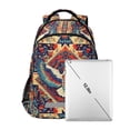 thumbnail image 7 of FORMRS Unisex Backpack Elementary School Travel Bookbag with Reflective Stripes, Beige Geometric Eagle, 7 of 7