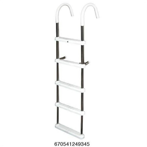 JIF Marine DMT5A-7 5 Step Gunwale 7 in. Hook Boat Ladder - Aluminum