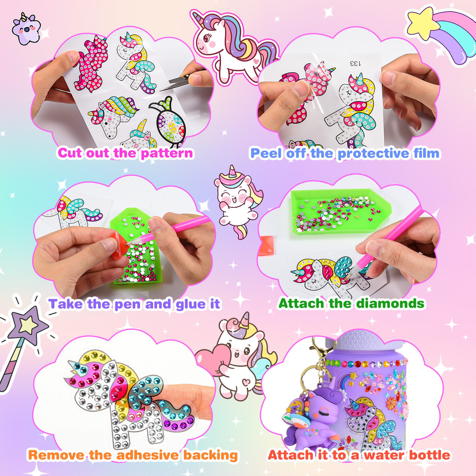 ATOPDREAM Unicorn Water Bottle Decoration Craft Kit photo 7