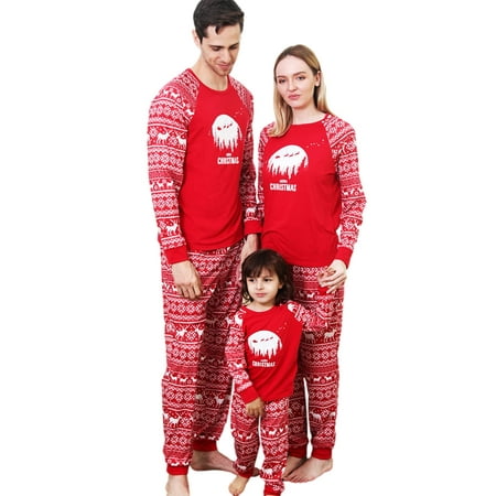 

Matching Family Pajamas Sets Christmas PJ s Snowflake Deer Print Raglan Top and Pants Jammies Sleepwear for Kids Men Women