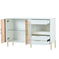 thumbnail image 2 of Large Storage Cabinet, Wooden Buffet Sideboard with 4 Legs, Sideboard Cabinet with 4 Doors and Adjustable Shelves, Heavy Duty Storage Cabinet Furniture for Kitchen Dining Room Living Room, White, 2 of 10
