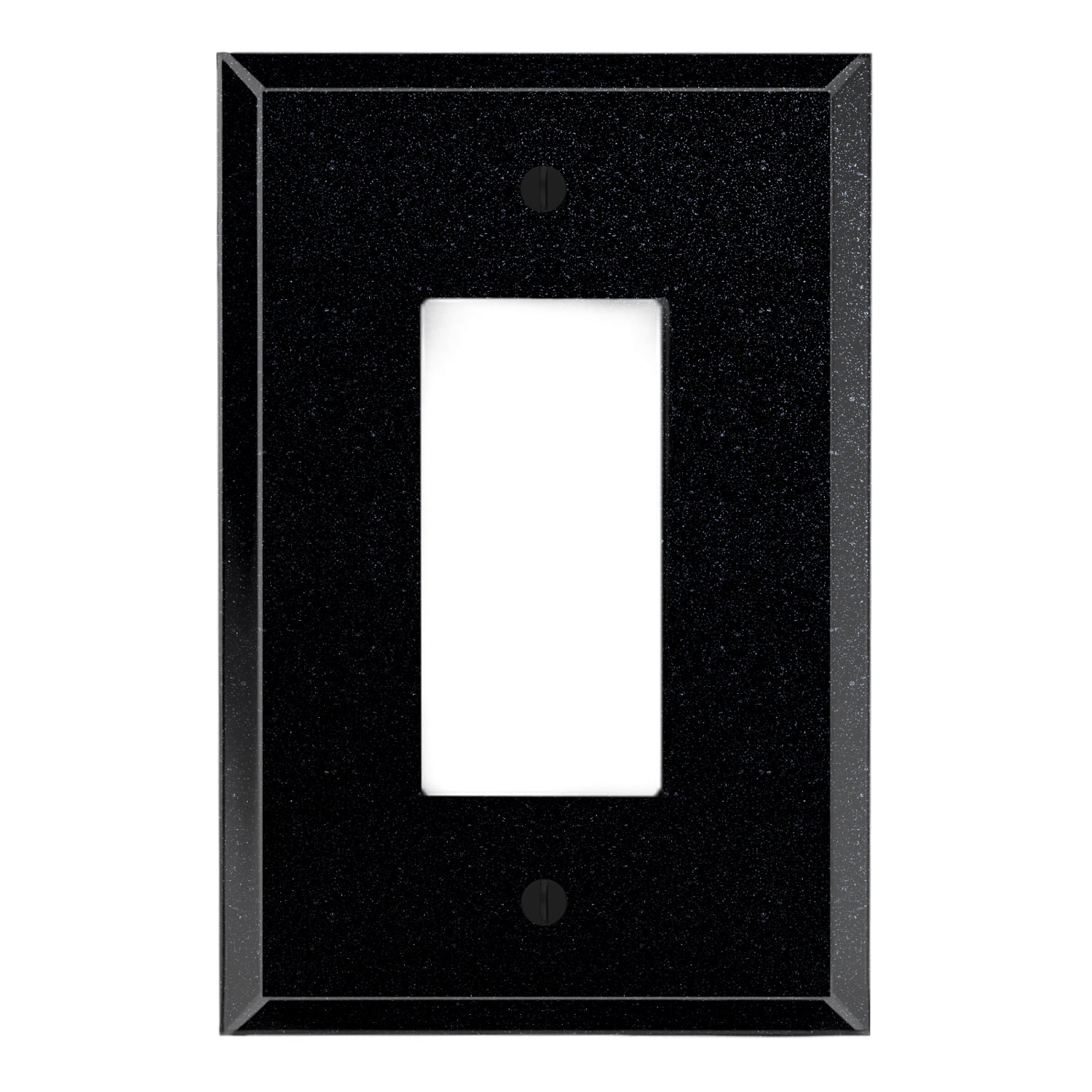 Switch Hits GFCI Rocker Wall Plate One Gang Decora, Black Glass Mirror