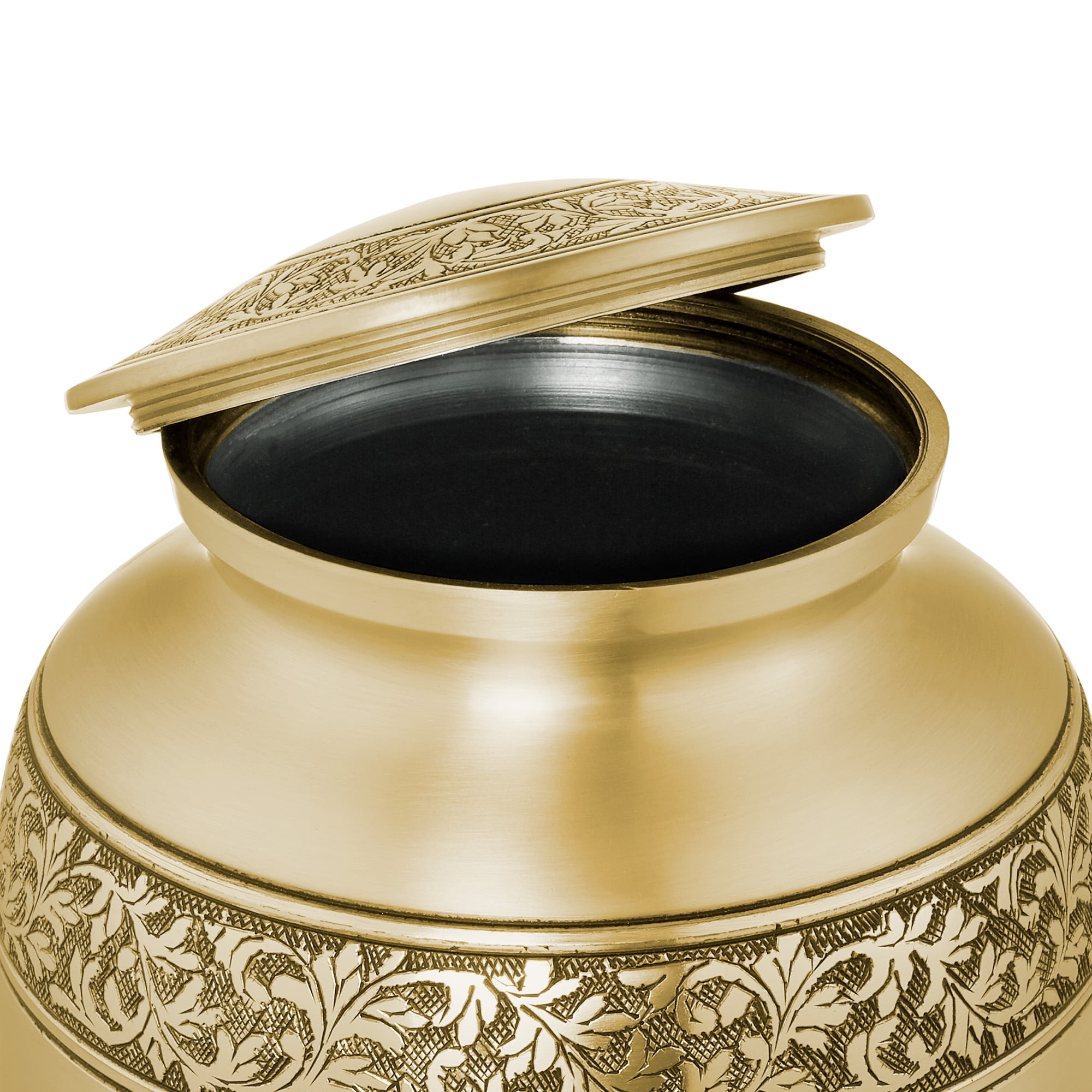 Reminded Adult Cremation Memorial Urn for Human Ashes, Gold with Black Stripe Brass Funeral Urn with Velvet Bag