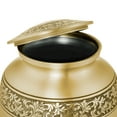 thumbnail image 3 of Reminded Adult Cremation Memorial Urn for Human Ashes, Gold with Black Stripe Brass Funeral Urn with Velvet Bag, 3 of 6