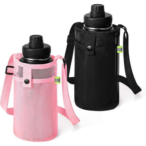 Water Bottle Holder Carrier with Adjustable Shoulder Strap - Beach & Sports Bottle Bag for Hiking, Gym, Camping, Walking, Travel
