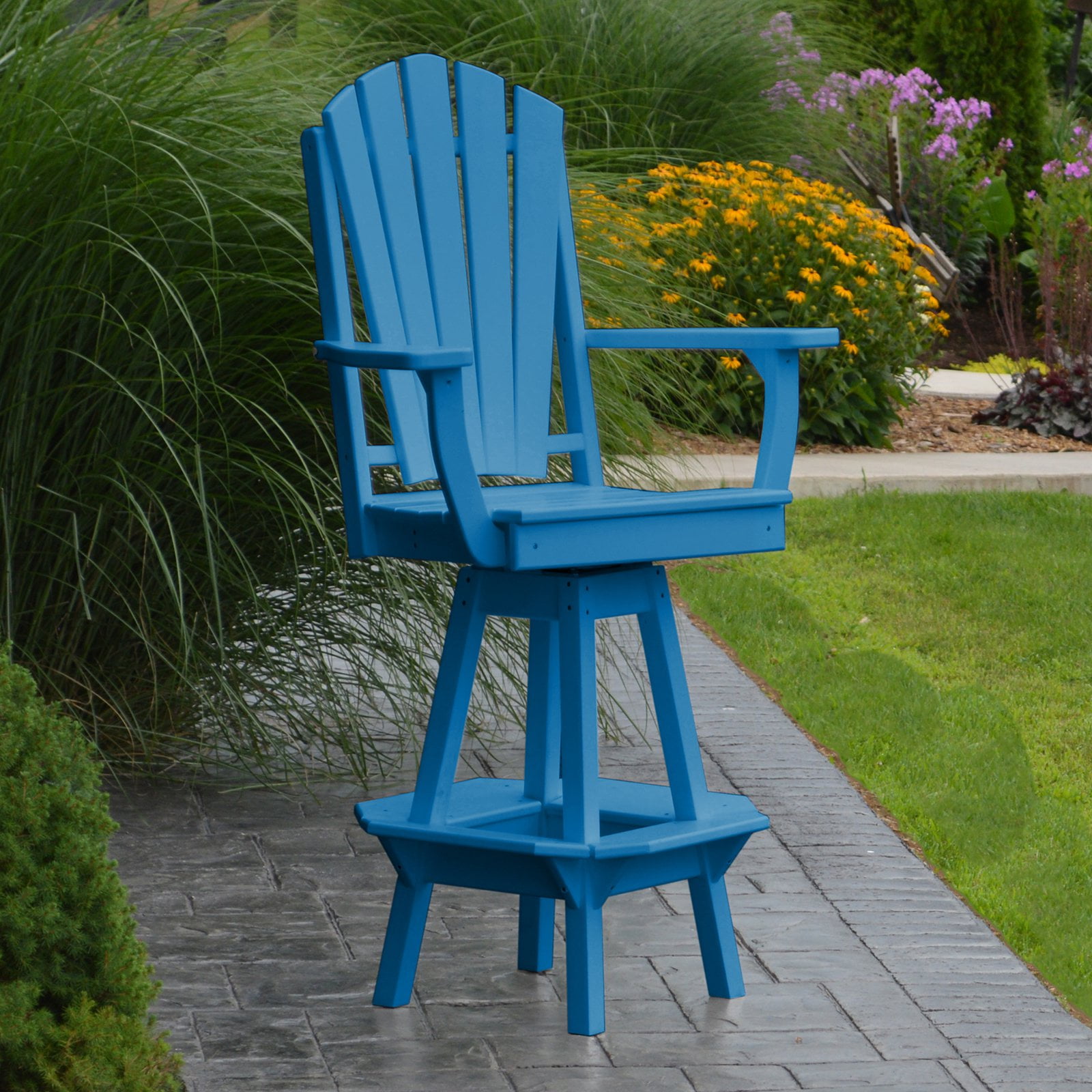 A & L Furniture Poly Adirondack Back 5 Piece Square BarHeight Patio