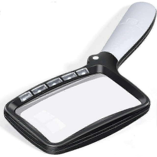 Rectangular Magnifying Glass with 5 LED Lights, 2 Dimming Modes: Large Foldable Handheld Magnifier for Detailed Viewing