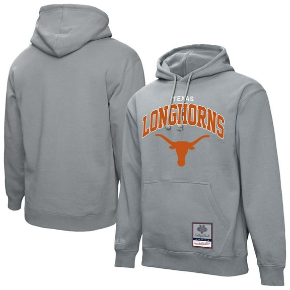 Men's Mitchell & Ness Heather Gray Texas Longhorns Classic Arch Pullover Hoodie