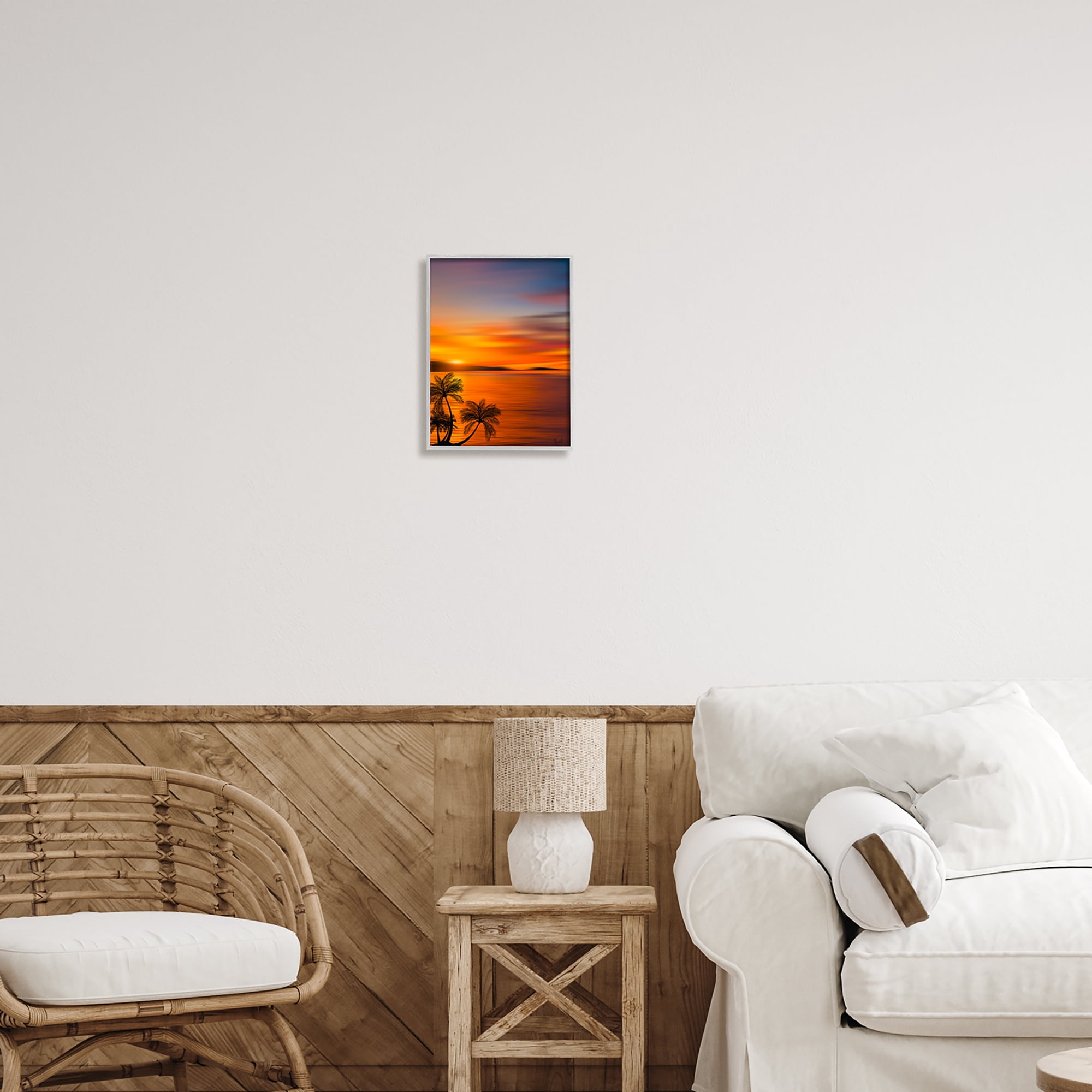 Stupell Industries Pleasant View Sunset Landscape Painting Gray Framed Art Print Wall Art, 11 x 14