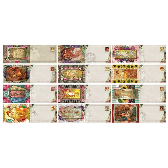 Creanoso Alphonse Mucha Art Nouveau Postcards (60-Pack) – Inspiring Positive Art Greetings Cards Stocking Stuffers Gifts for Art Lovers, Artists, Men, Women, Teens – Cool and Unique Giveaways Card