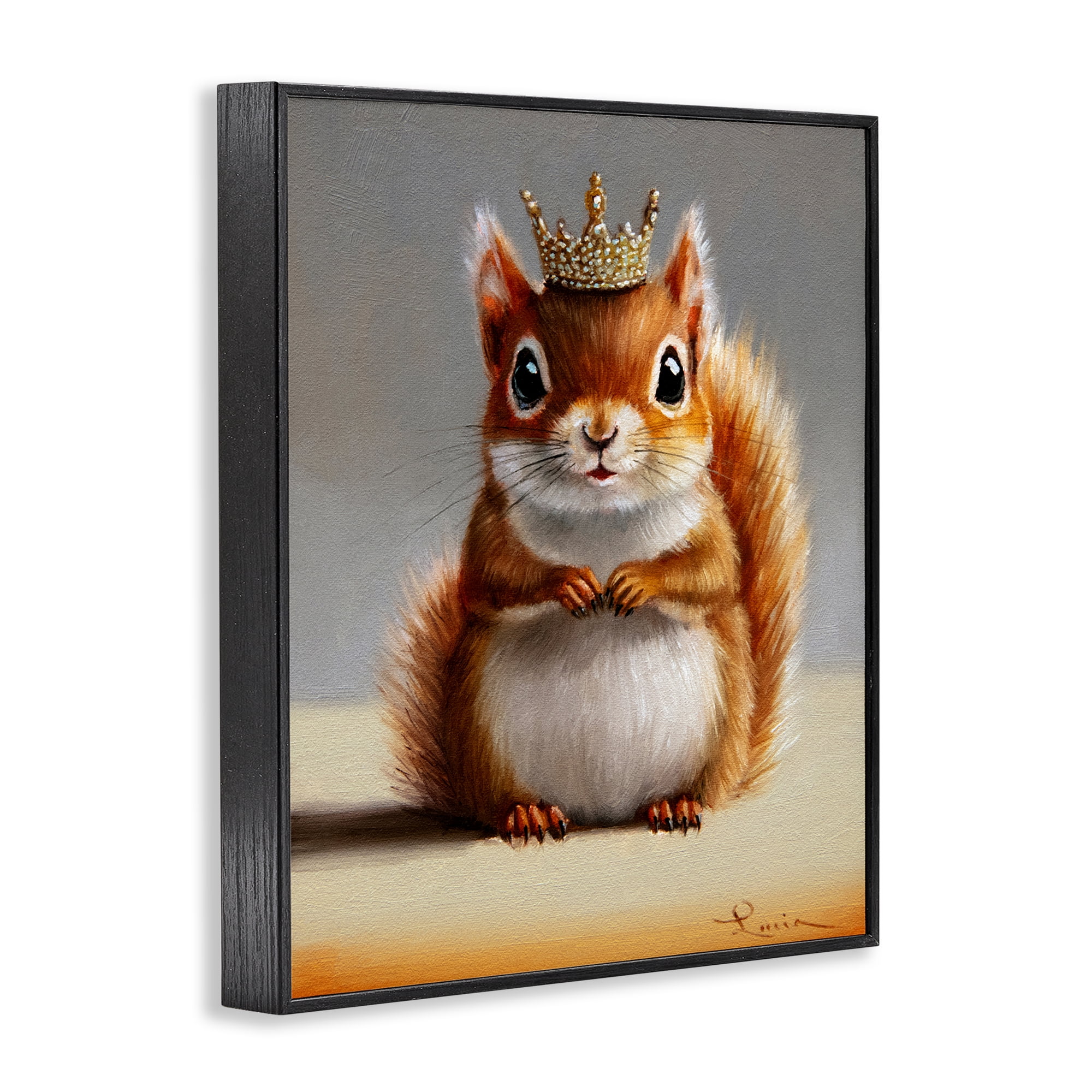 Fancy Crowned Squirrel Black Framed Giclee Art, design by Lucia Heffernan