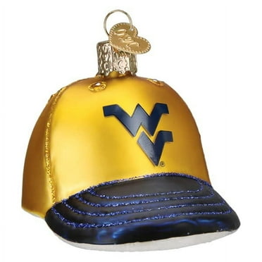 Old World Christmas West Virginia Baseball Cap Glass Blown Ornament for Christmas Tree
