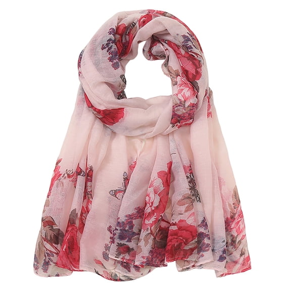 XDIAHBPL Silk Scarf For Women Printed Foral Long Muslim Head Thin Summer Silk Black