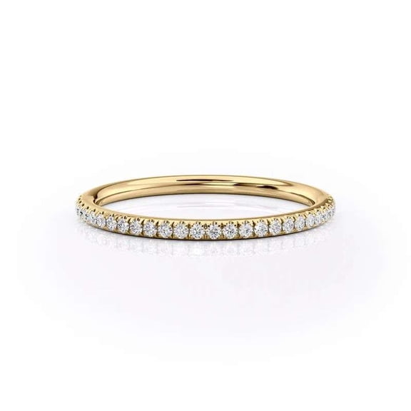 vylahjewellery Half Eternity Round Cut Moissanite Wedding Band 14K Vermeil Yellow Gold Stackable Ring Minimalist Anniversary Promise Handmade Jewelry