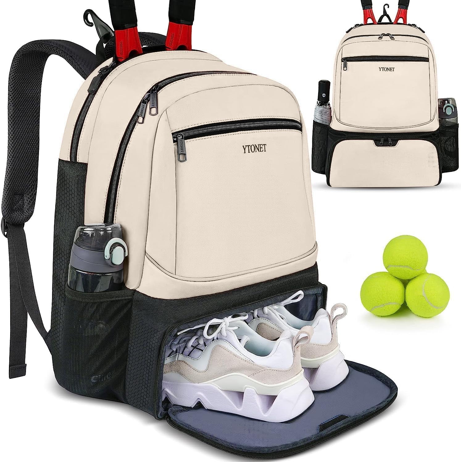 Gym Backpack For Men Women Travel Sports Track Backpack, Tennis Bag Tennis Backpack for Women Men 2 Rackets