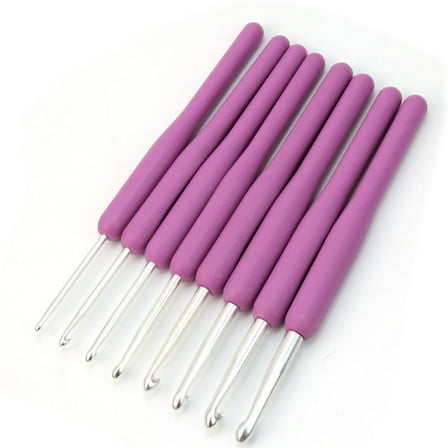 OFFIGAM 8Pcs Aluminum Crochet Hooks Set Lightweight Comfortable Grip Knitting Needles for Yarn Crafts
