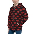 thumbnail image 2 of Xecao Red Beautiful Lips Pattern Zip Up Hoodies for Boys Girls, Sweatshirt with Pockets-Small, 2 of 6
