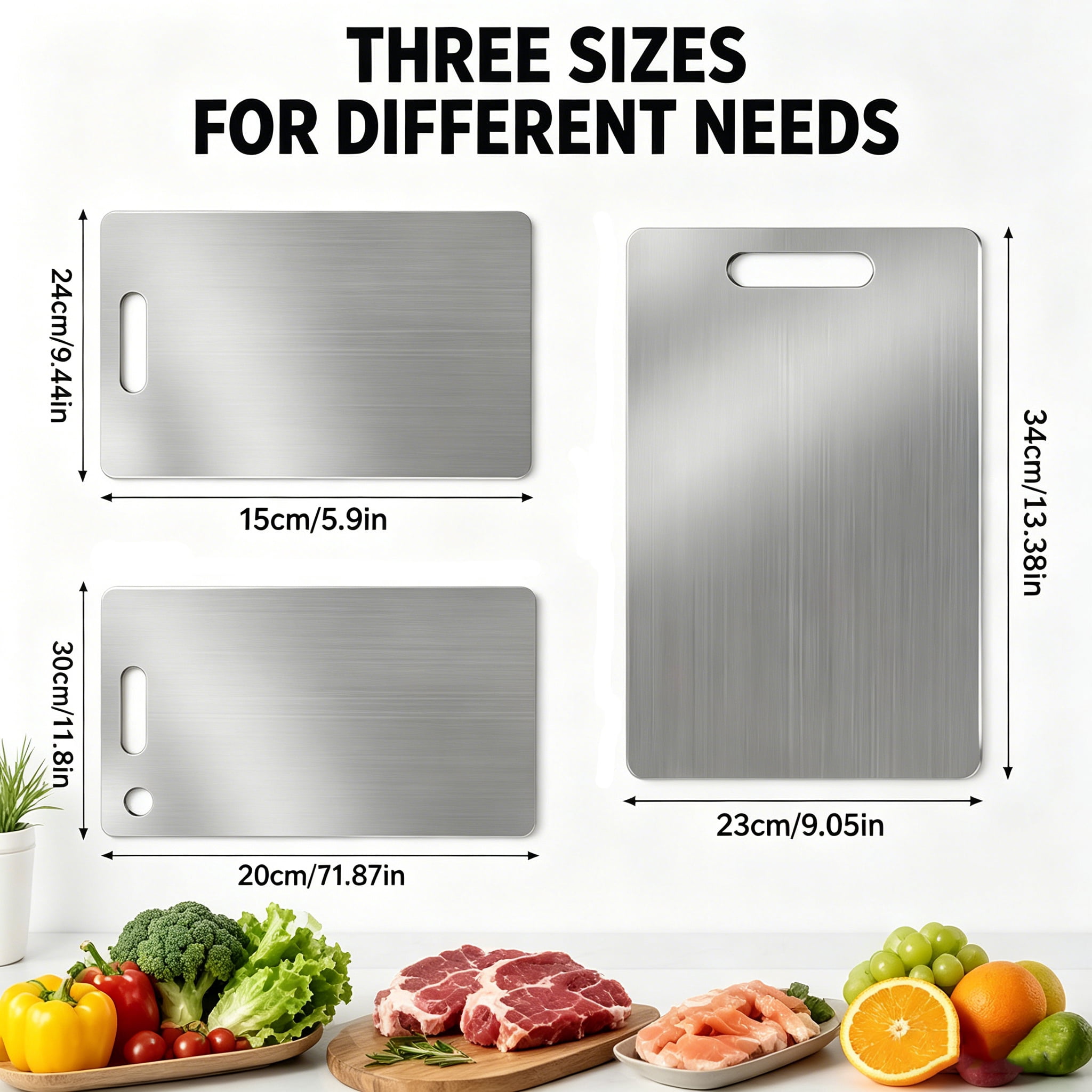 Titanium Cutting Boards - 3 Pack 100% Pure Titanium Cutting Boards for Kitchen, 2025 Non-Slip Kitchen Chopping Board for Meat, Vegetables and Fruits, Scratch Resistant & Easy to Clean