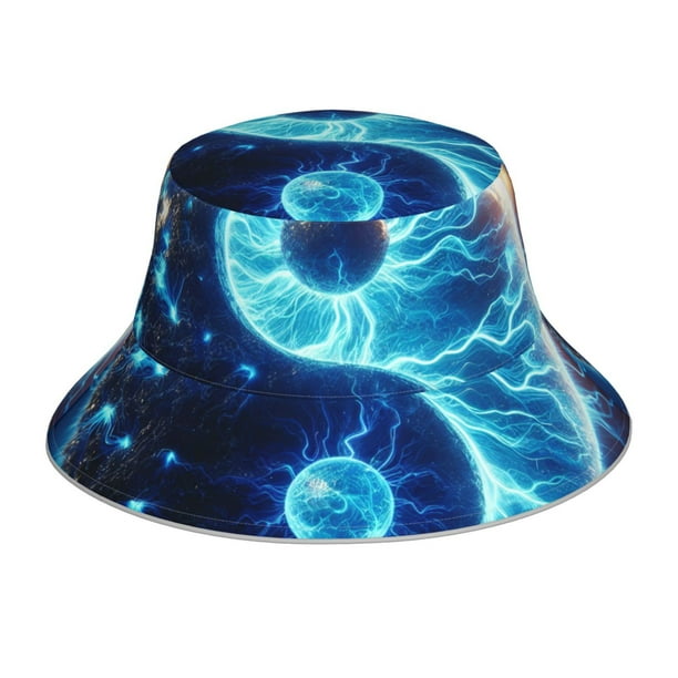 Fotbe Blue Yin And Yang Sombrero Tipo Pescador con Estampado – Sombrero de Sol de Algodón de Moda para Playa, Golf, Pesca