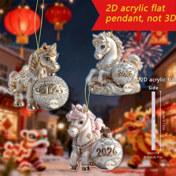 Adorno de caballo con pedrería – Construcción metálica resistente, diseño festivo de árbol de Navidad resistente al desvanecimiento, accesorio decorativo para llaveros, materiales seguros, una pieza