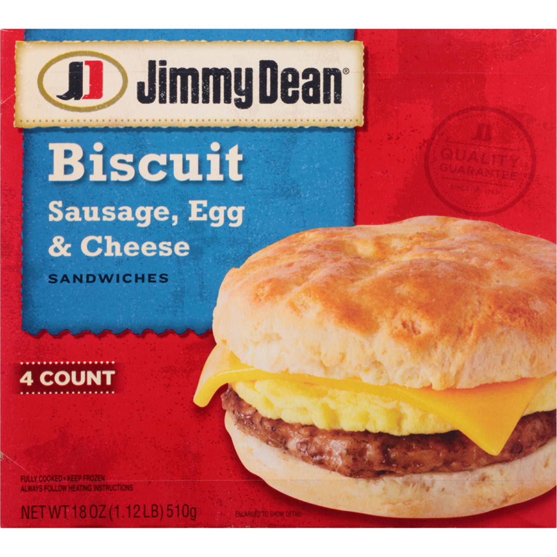 Jimmy Dean® Sausage, Egg & Cheese Biscuit Sandwiches, 4 Count (Frozen