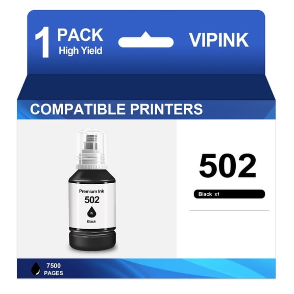 Compatible for T502 Ink Refill Bottles for Eco Tank ET-3850 ET-2850 ET-3760 ET-2760 ET-15000 ST-2000 ET-4850 ET-4760 ET-3830 ET-2980 ET-4750 ET-3950 ET-4950 Printer (Black)