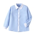 thumbnail image 3 of Splozh Chemise Habillée Garçon Été Basique Décontractée à Manches Longues Chandails Garçon Coupe Régulière Boutonnée Chemise Habillée Garçon pour l'École, Bleu Ciel, 11-12 Ans, 3 of 5