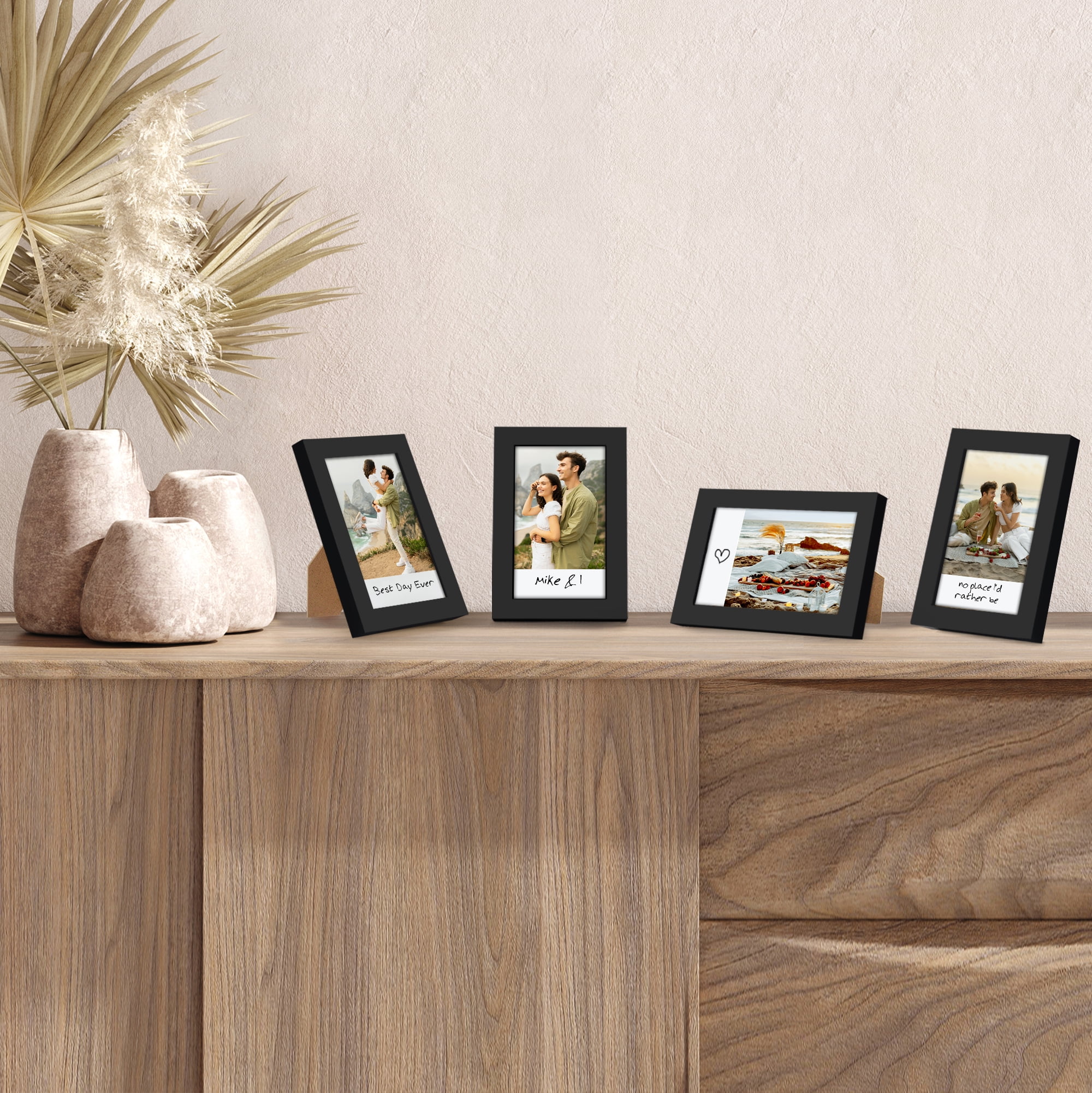 Americanflat 2x3 Picture Frame with Shatter-Resistant Glass 4 Pack Instant Print Photos Mini Frames - Black