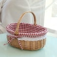 thumbnail image 2 of CreantiveArrowy Hand-woven picnic basket linen storage basket oval gift rattan storage basket (small size, natural daisy) Size: 28*26*20CM, 2 of 13