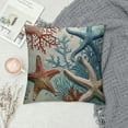 thumbnail image 2 of Chilfamy Coastal Pillow Covers Blue Beach Theme Ocean Seashell Starfish Coral Summer Nautical Sea Print Decorative Throw Pillow Cases Outdoor Farmhouse Decoration for Sofa Couch Bed White, 2 of 5