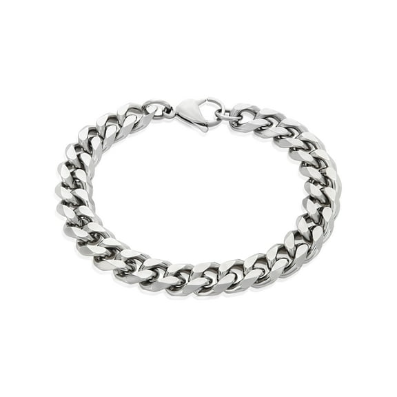 Crucible Jewelry Men's Beveled Curb Chain Stainless Steel Bracelet (10mm) - 8.5 Inches