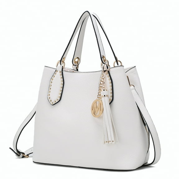 MKF Collection Lana Vegan Leather Women's Hobo Bag, Trendy Shoulder Purse Handbag by Mia K - White