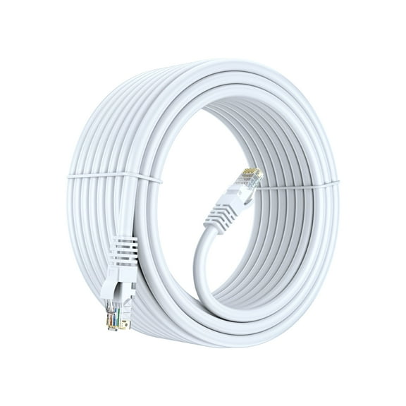 Cat 6 Ethernet Cable 40 Ft, 100% Pure Copper, Cat6 Cable LAN Cable, Internet Cable, Patch Cable and Network Cable - UTP (White) 40 Feet