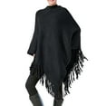 thumbnail image 3 of Hauaitttt Women Poncho Sweater V Neck Solid Knit Pullover Cape Lightweight Shawl Elegant Wrap with Fringes for Women Womens Dress Jackets for Evening Wear Girls Shawl Wool Scarf Shawl with Hood, 3 of 7