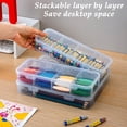 thumbnail image 5 of Extra Large Plastic Pencil Box Storage Organizer, Stackable Translucent Clear Office Supplies Container, Snap-Lock Handles, 2 Sizes, 1 Set, 5 of 6
