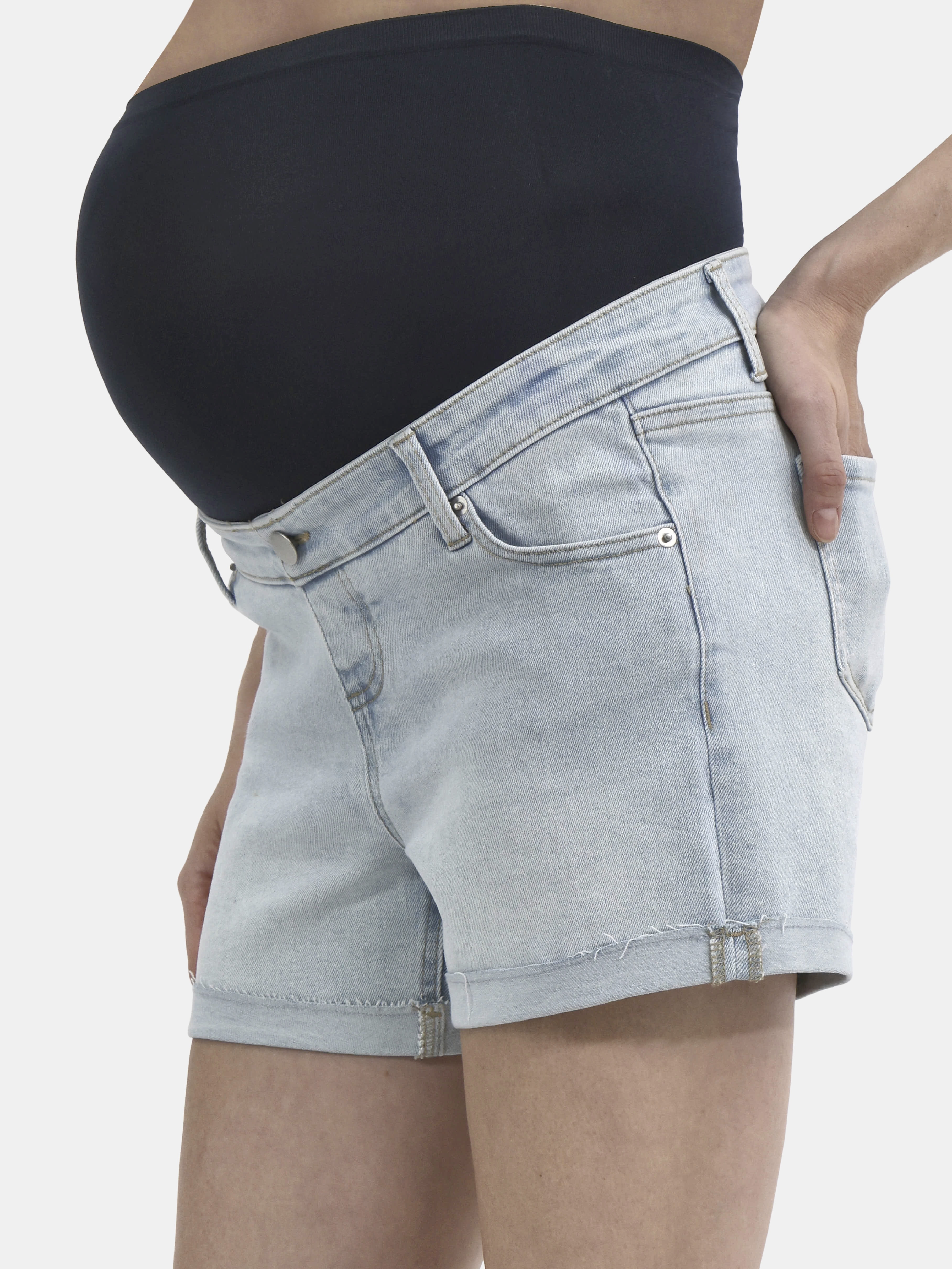 Time and Tru Women's Maternity Roll Cuff Shorts, Sizes S-XXL