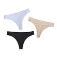 thumbnail image 1 of Paquete de 3 unidades de ropa interior sin costuras de seda helada para mujer, Tanga Sexy de tiro bajo liso, bragas íntimas deportivas para mujer, S-XL Tan Jianjun unisex, 1 of 2