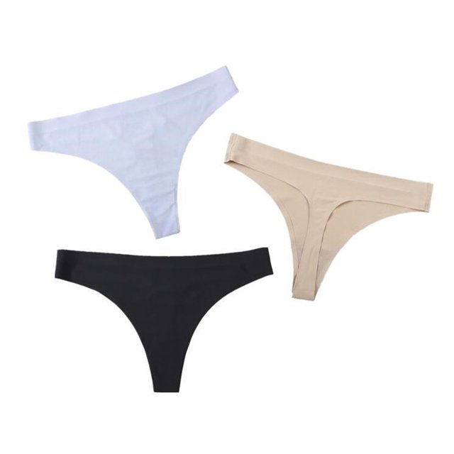 Paquete de 3 unidades de ropa interior sin costuras de seda helada para mujer, Tanga Sexy de tiro bajo liso, bragas íntimas deportivas para mujer, S-XL Tan Jianjun unisex