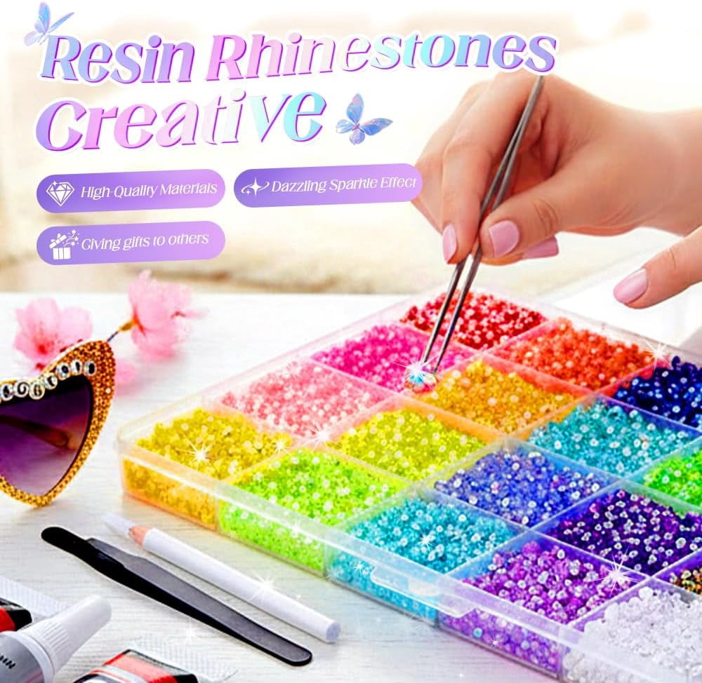 Bedazzling Kit,Colorful DIY Resin Rhinestone kit,2026 New Resin Jelly Rhinestones for Crafting Nails Face Makeup Crafts Tumblers