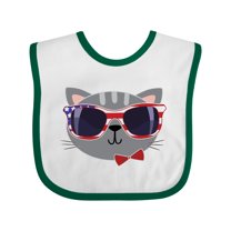Inktastic 4th of July Girl Patriotic Cat Boys or Girls Baby Bib
